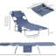 Chaise longue grise pour patio avec 5 positions d'inclinaison, trou pour le visage, fentes pour accoudoirs et coussin