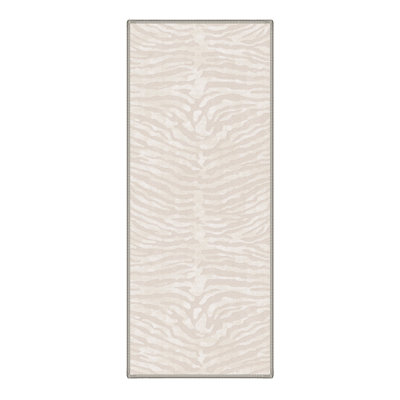 Safari Animal Print Zebra Machine Printed Washable Beige / Gray Indoor Area Rug with Non-Slip Backing