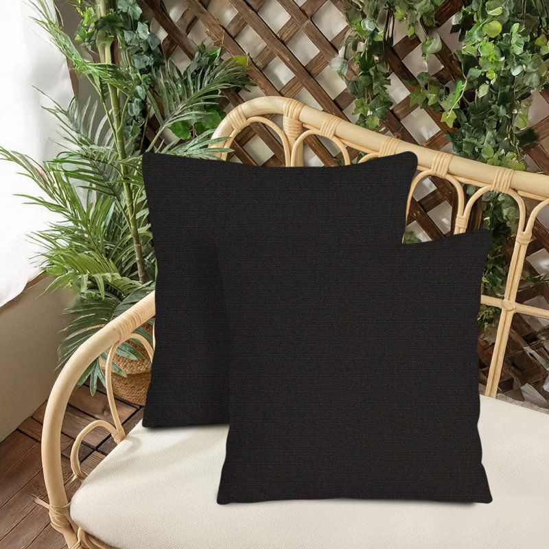 Sunbrella Indoor/Outdoor Square Pillows Covers And Inserts, 50.8cm H x 50.8cm W cm, Black