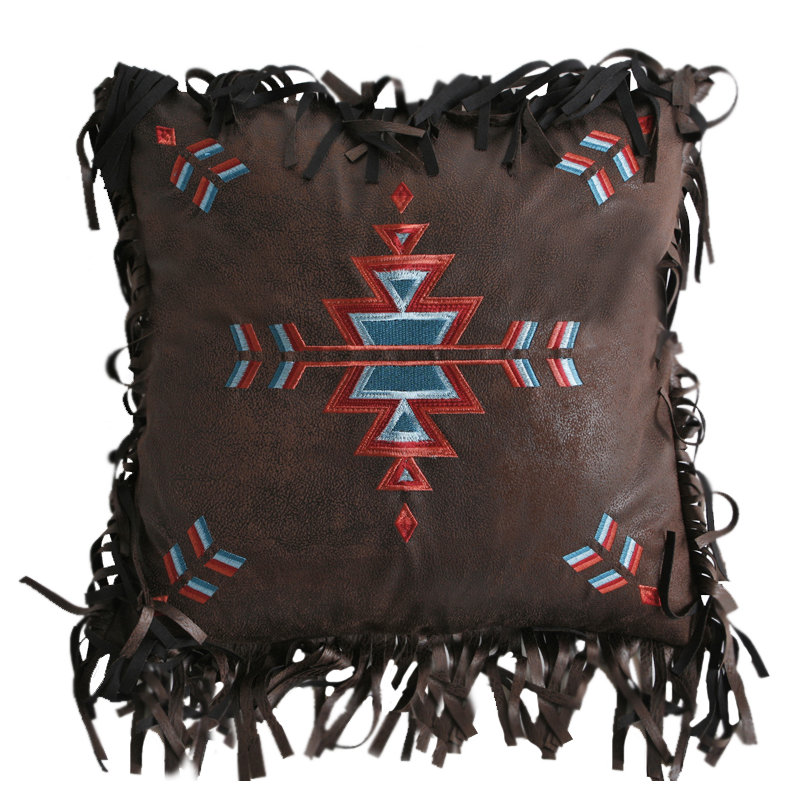 Turquoise Chamarro Faux Leather Throw Pillow