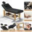 Table de massage professionnelle de 75 pouces avec hauteur réglable et appui-tête, lit de spa en cuir avec cadre en bois massif