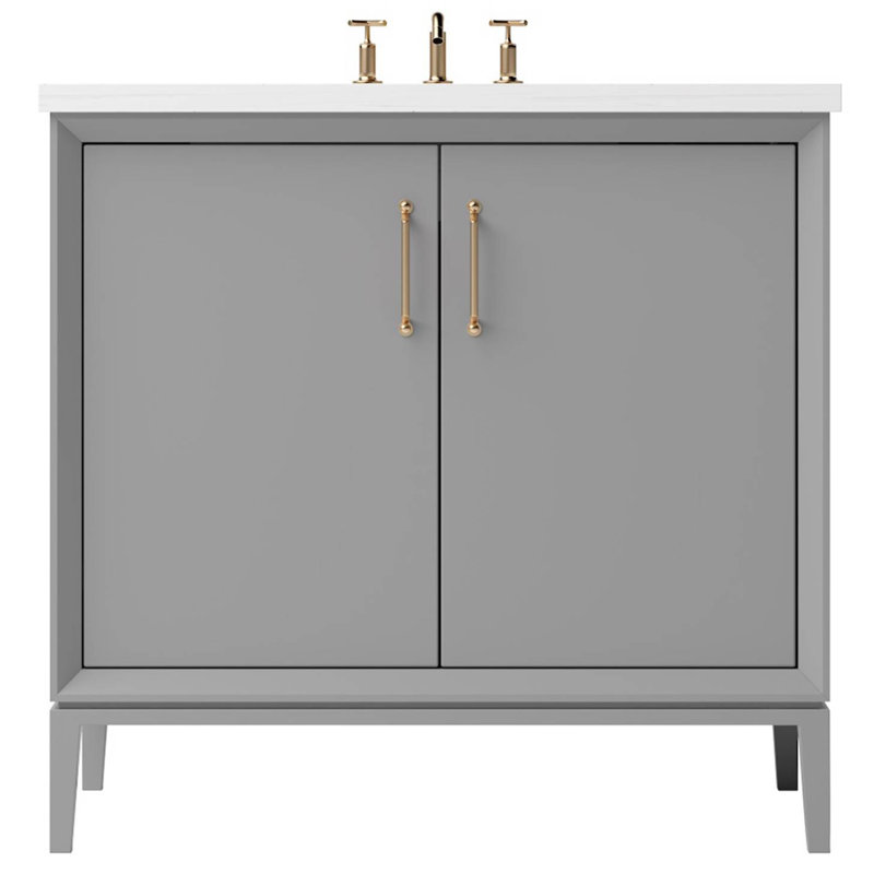 Alexandra Single Bath Vanity, 48", Platinum Gray, Satin Gold