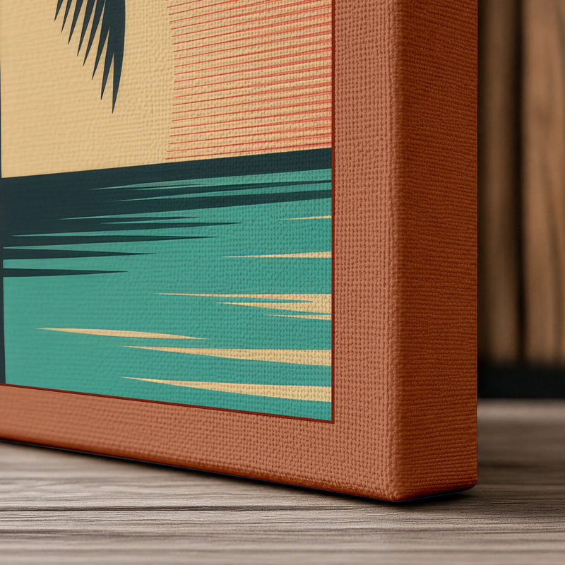 Palm Silhouette Tropical - Wrapped Canvas, 24x16 - 61.0 x 40.6 cm, Terracotta Border