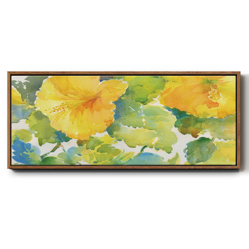 Citrus Hibiscus- Framed Canvas, 12" H x 30" W