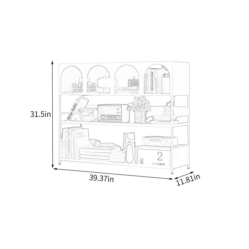 Tablette de rangement autoportante en métal, Crème