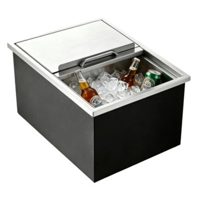 24 x 18 x 13 Inch Commercial Stainless Steel Drop-In Ice Chest With Sliding Lid, Insulated Cooler With Drain Pipe And 24-Hour Ice Retention For Outdoor Kitchen And Bar