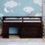Lit mezzanine avec armoire et tablette