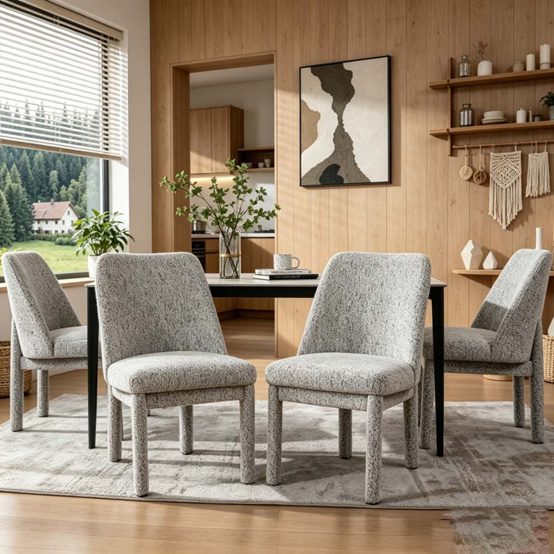 Ensemble de chaises de salle à manger 21,46 po, Blanc + noir - 4 pièces