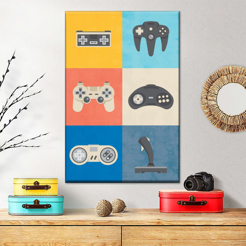 Iconic Game Controllers, reproduction sur toile, H 45 po x l 30 po x P 1,25 po