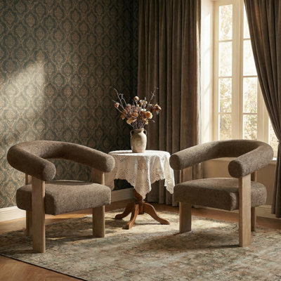 Modern Barrel Back Accent Chair with Solid Wood Three-Leg Frame by Latitude Run