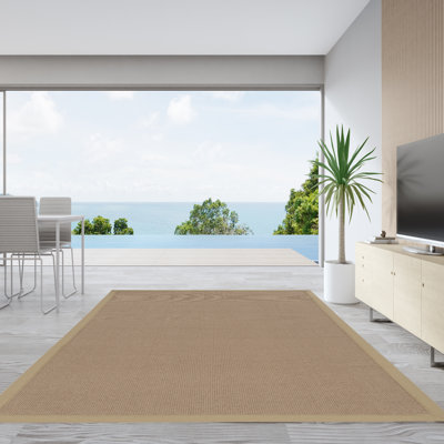 Tapis berbère beige foncé fait à la main avec bordure en coton beige fait à la main Nannette