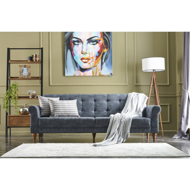 Canapé-lit rembourré 87,8 po Lyndsey, 100 % polyester anthracite