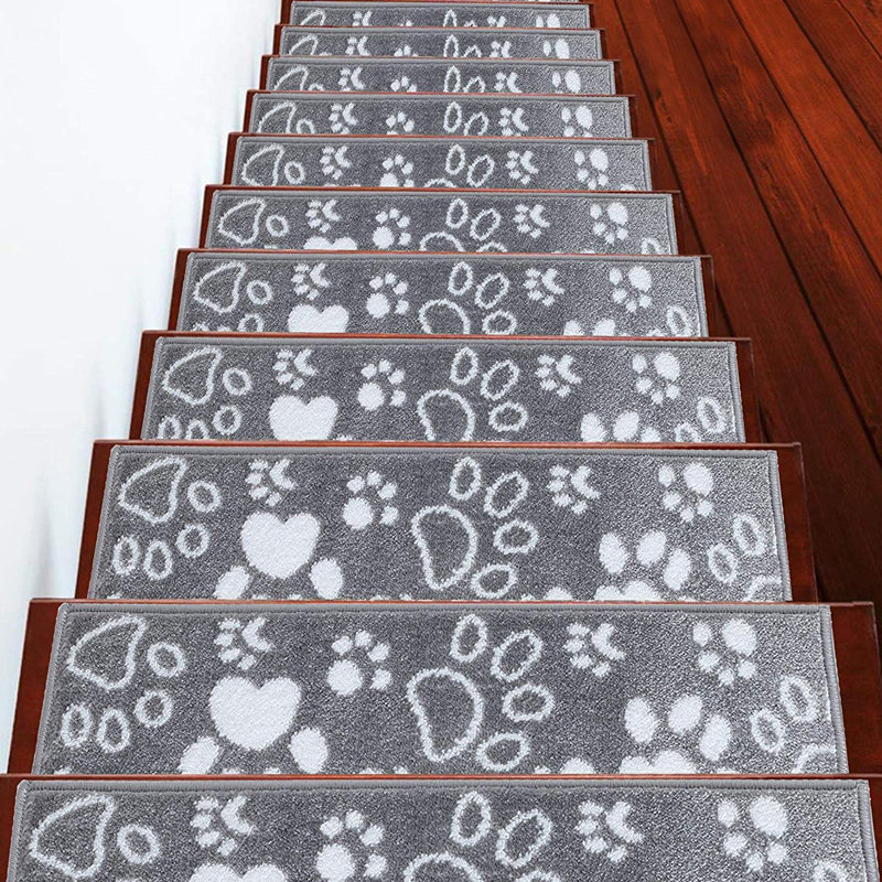 Tapis d'escalier antidérapant Paw, gris