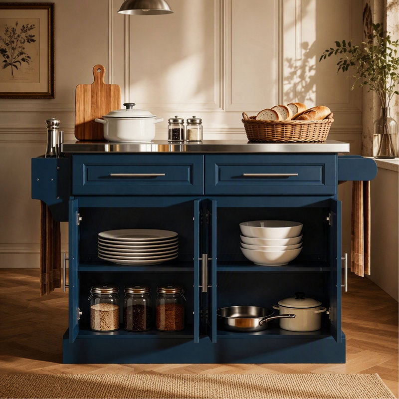 Îlot de cuisine de style nordique, armoire de rangement de cuisine, chariot de cuisine sur roulettes