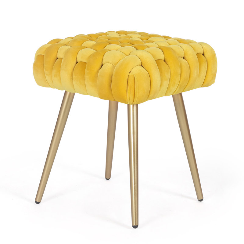 Keung Velvet Ottoman, Yellow Velvet