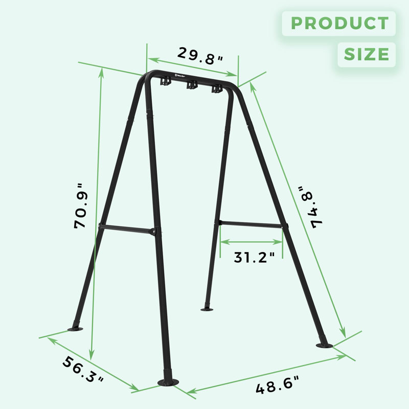 Support de hamac en forme de A, structure de balancelle pliable, support de balancelle de véranda, support de hamac pliable en acier robuste, supporte jusqu'à 136 kg, utilisation intérieure et extérieure, support seul, noir