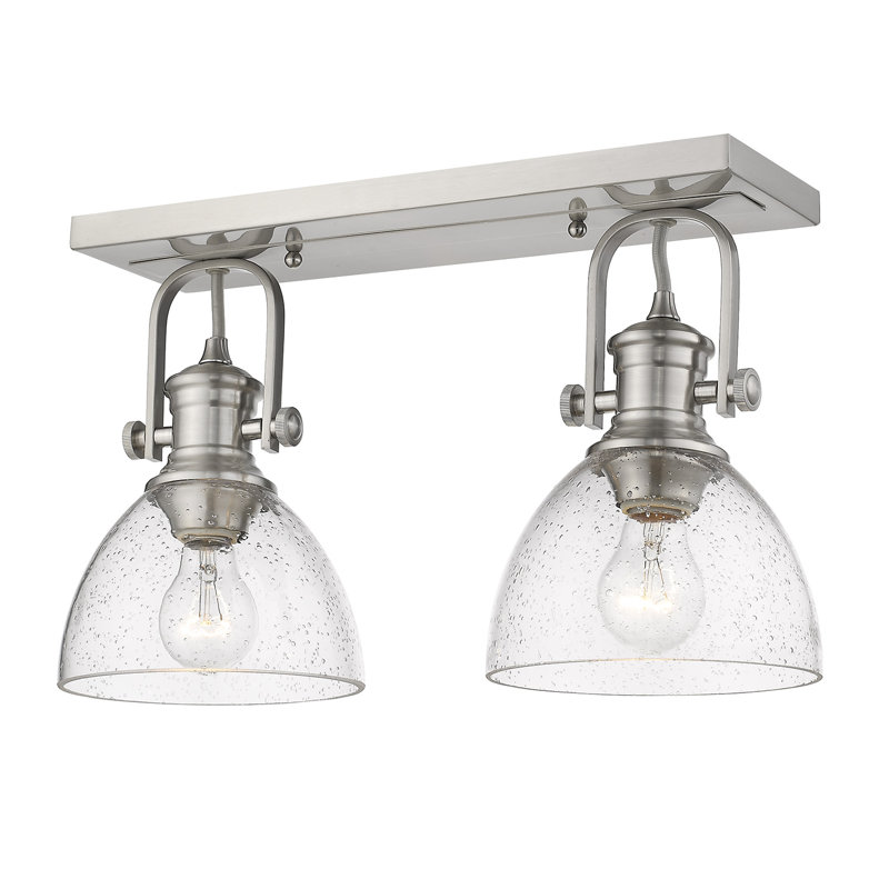 Bales Glass Semi Flush Mount, Seeded Glass, Pewter