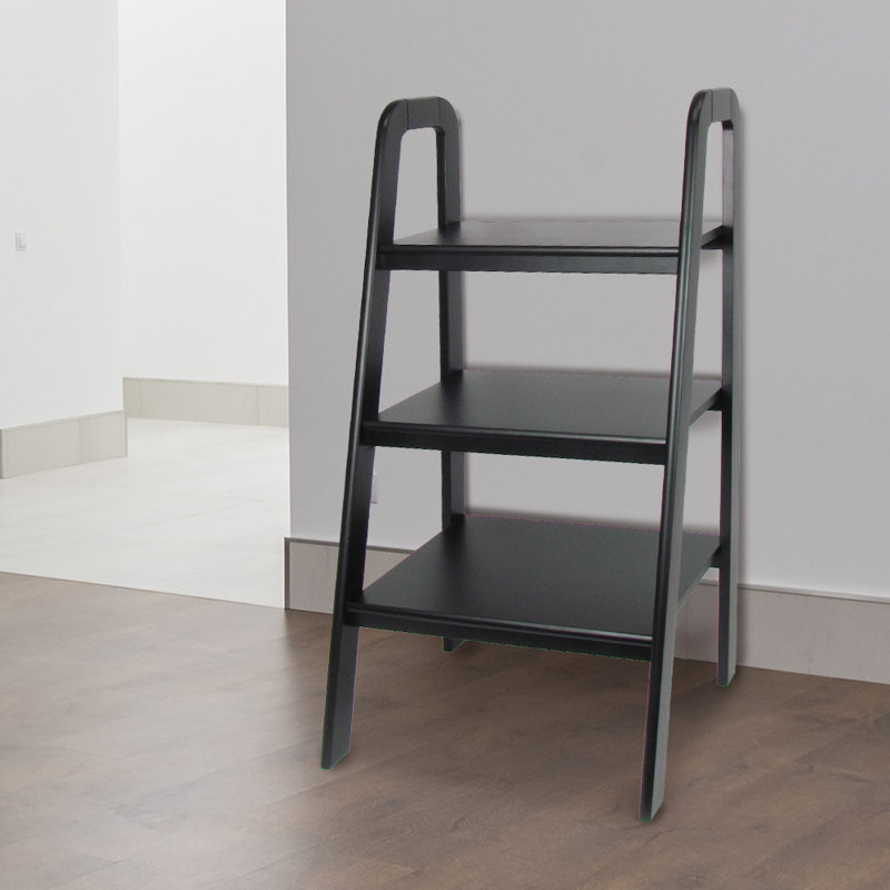 Bibliothèque échelle en bois massif H 44 "x l 22", Noir