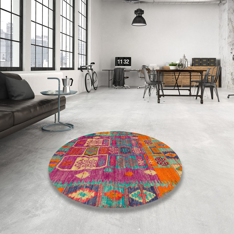 Tapis abstrait 411 moderne, Rond 6 pi