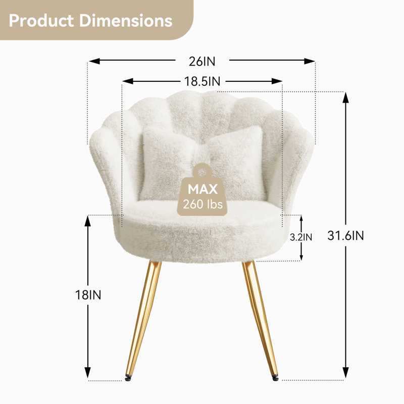 Upholstered Faux Fur Barrel Chair, White