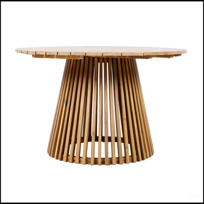 Table de salle à manger d'extérieur en bois d'acacia, très grande table ronde de 47,25 pouces pour les rassemblements dans la cour arrière, la pelouse et le balcon