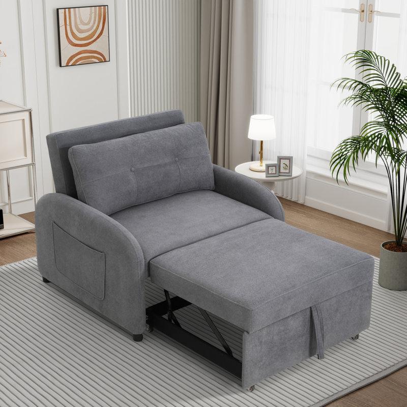 Chaise longue d'appoint convertible, Gris