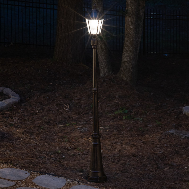 Royal Bulb Solar Lamp Post Brushed Bronze, Water, Brushed Bronze
