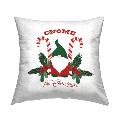 Gnome For Christmas Holiday Elf Candy Canes Outdoor Printed Pillow by Saturday Evening Post