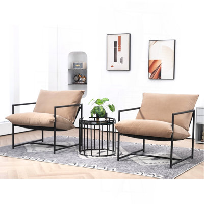 Fauteuil d'appoint élégant en velours moderne, fauteuil inclinable contemporain à structure en métal avec coussin de siège profond pour bureau à domicile