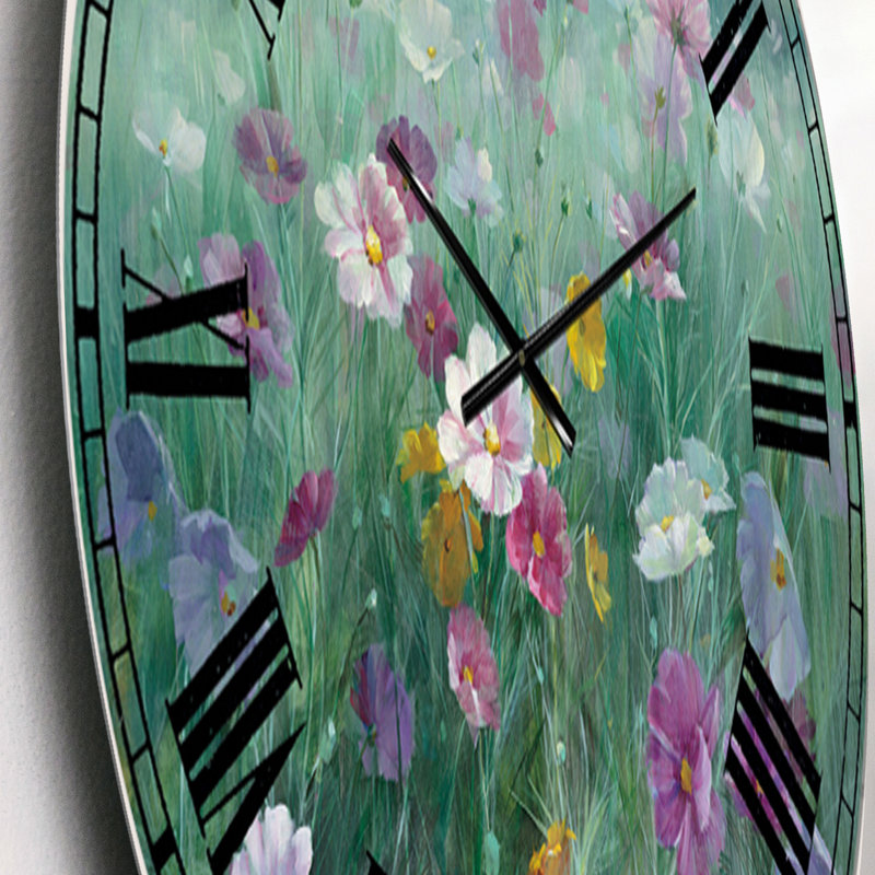 Horloge murale florale en métal - Champ de fleurs, Petit