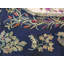 Blue Early 20th Century Antique Room Size Floral Inlay Pattern American Folk Art Hooked Rug