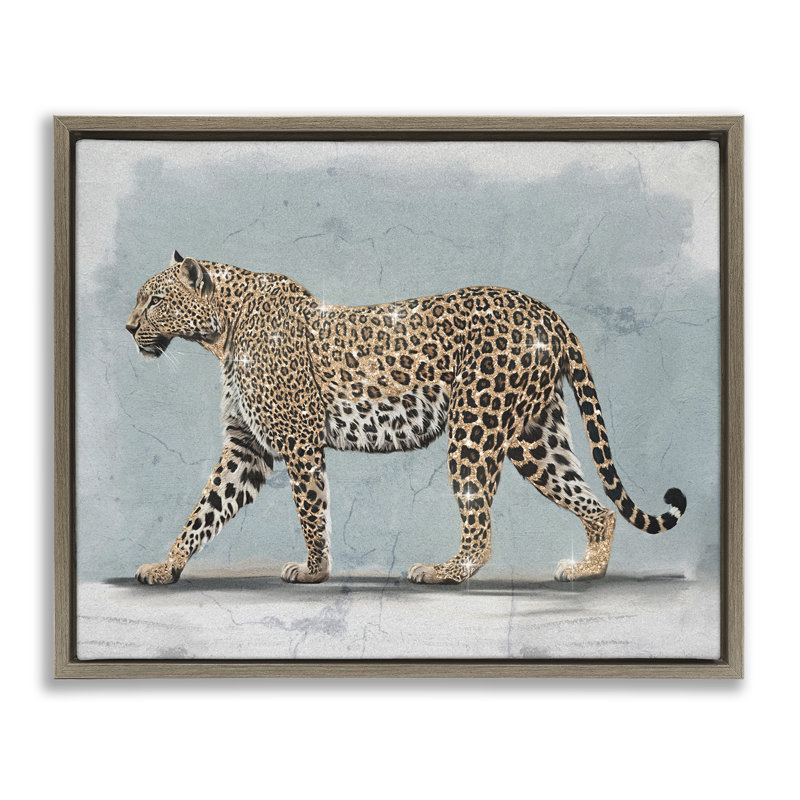 "Stepping Glam Leopard", art mural sur toile flottante par Svetlana Aleynikova, H 25 po x l 31 po