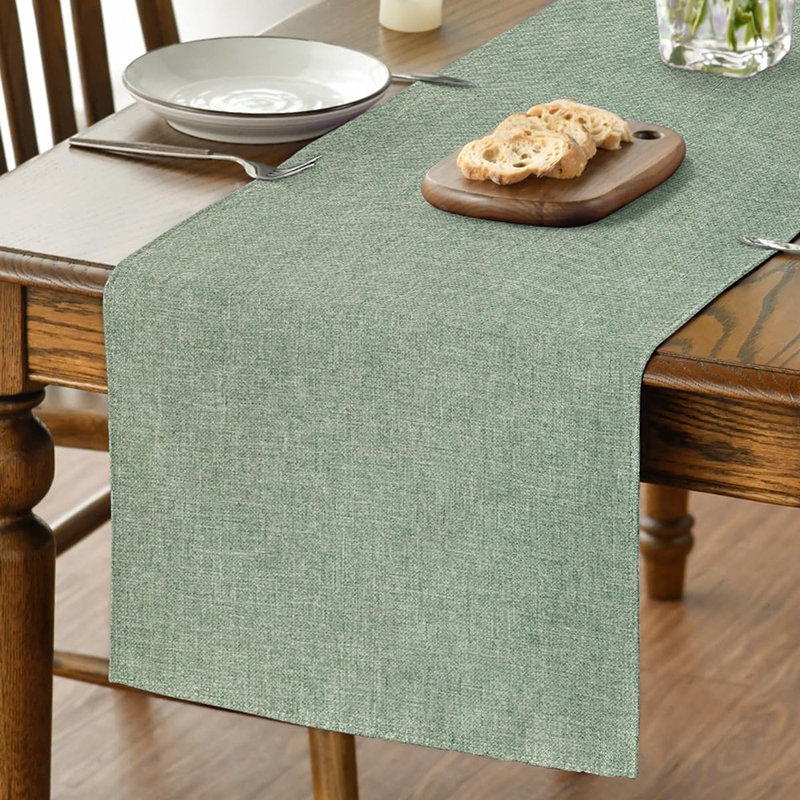 Chemin de table vert sauge 13 x 72 pouces lavable