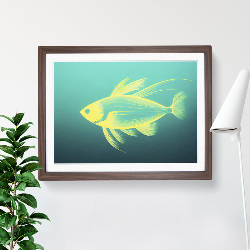 XH1022-2268X Compelling Fish - Single Picture Frame Print, Walnut Framed, 46cm H x 64cm W x 2cm D
