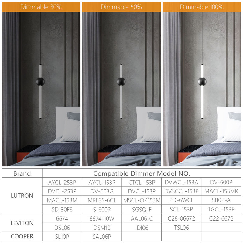 Luminaire suspendu moderne pour îlot de cuisine à DEL pour salle à manger, couloir, chambre à coucher, Noir mat, 2 lumières