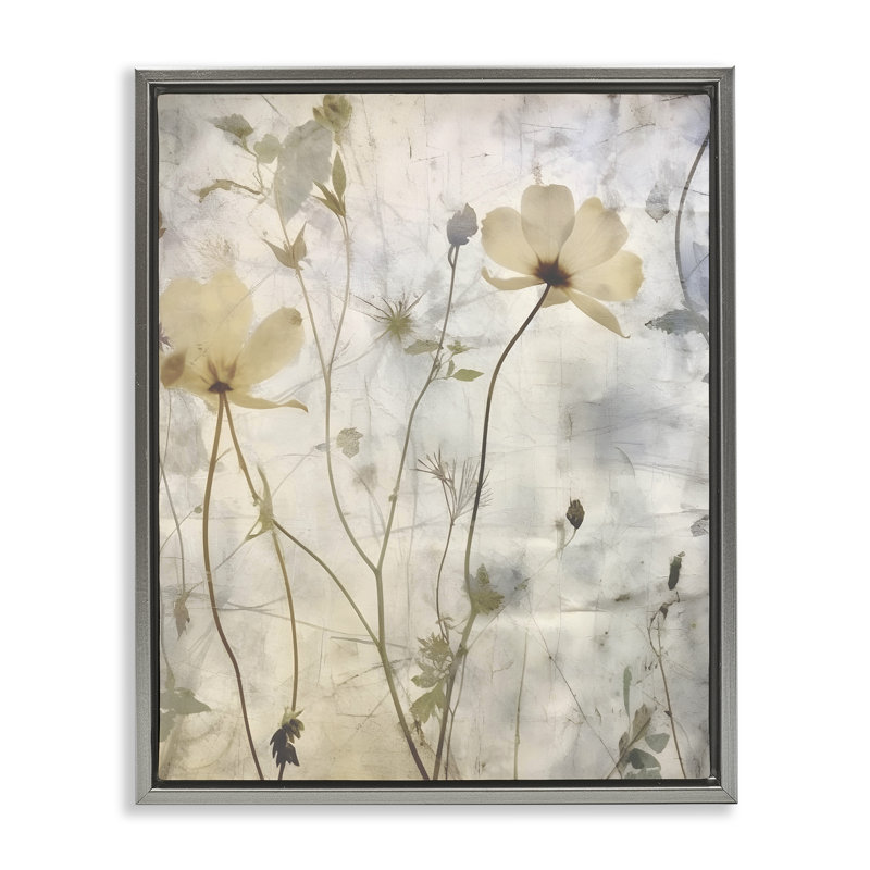 «Soft Neutral Botanicals», art mural encadré flottant par lettré et doublé, Cadre flottant gris lustré, H 31 po x l 25 po
