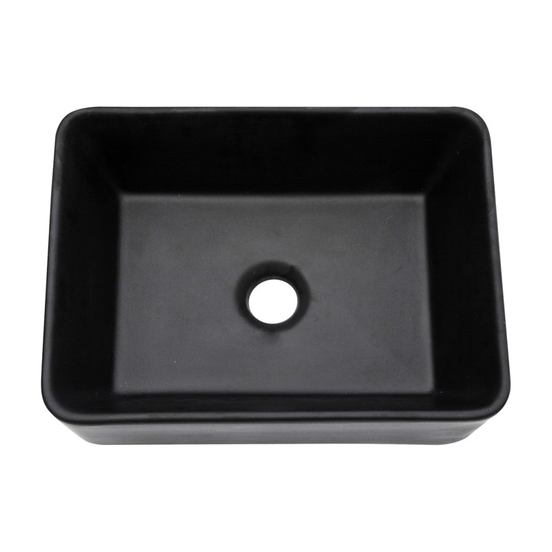 Ulibarri Black Ceramic Bathroom Sink 16"X12", Matte Finish. And . Low Water Absorption Feature, Stain . Smooth Polished. Above Counter Mount. 1 3/4" Center Drain. 16X12 Inch Bath 16"X12" Sink. Classic .