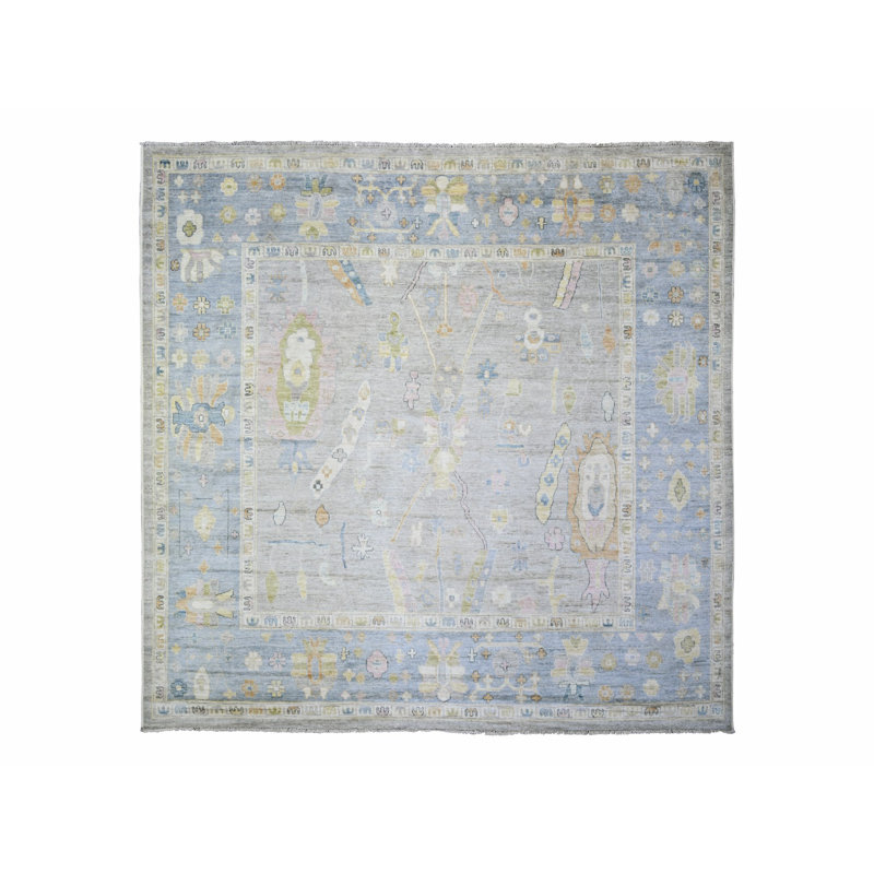Tapis carré gris en laine noué à la main 9 pi 9 po x 9 pi 9 po C6BB51E919EB48AFA2B7AF47A69CA47A