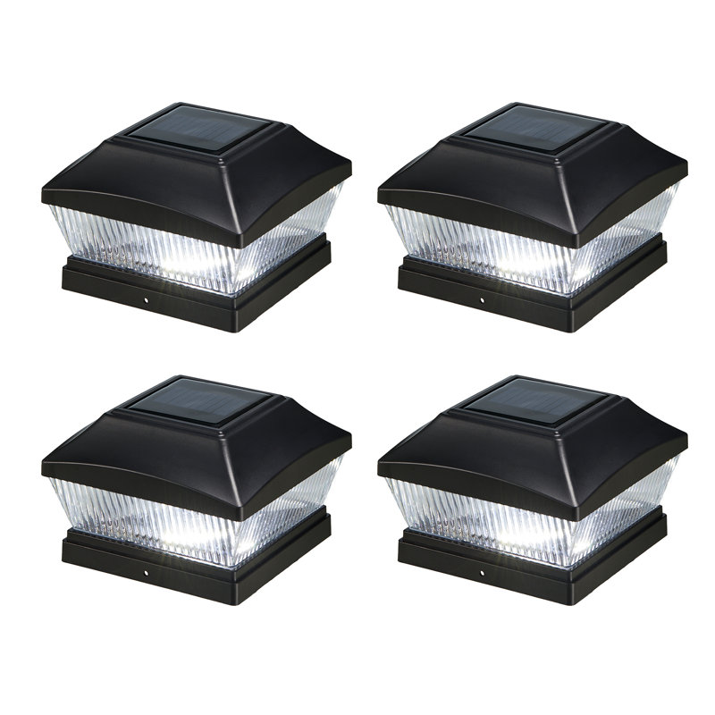 Black Low Voltage Solar Powered Integrated LED Fence Post Cap Light 6 In. X 6 In. Pack