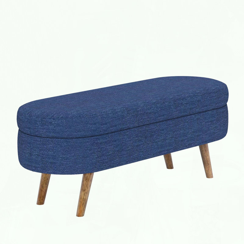 Banc de rangement ovale avec pieds en bois d'hévéa