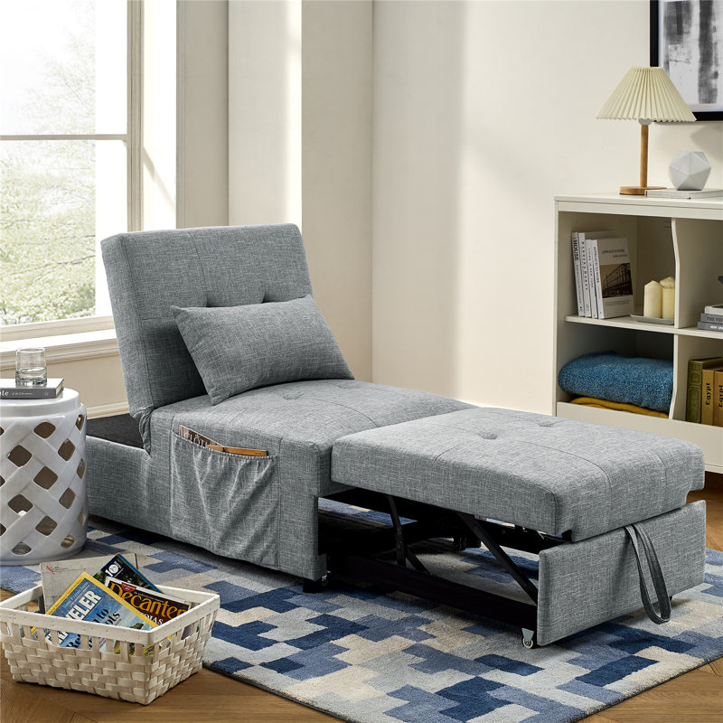 Canapé-lit pliant avec repose-pieds, Polyester gris