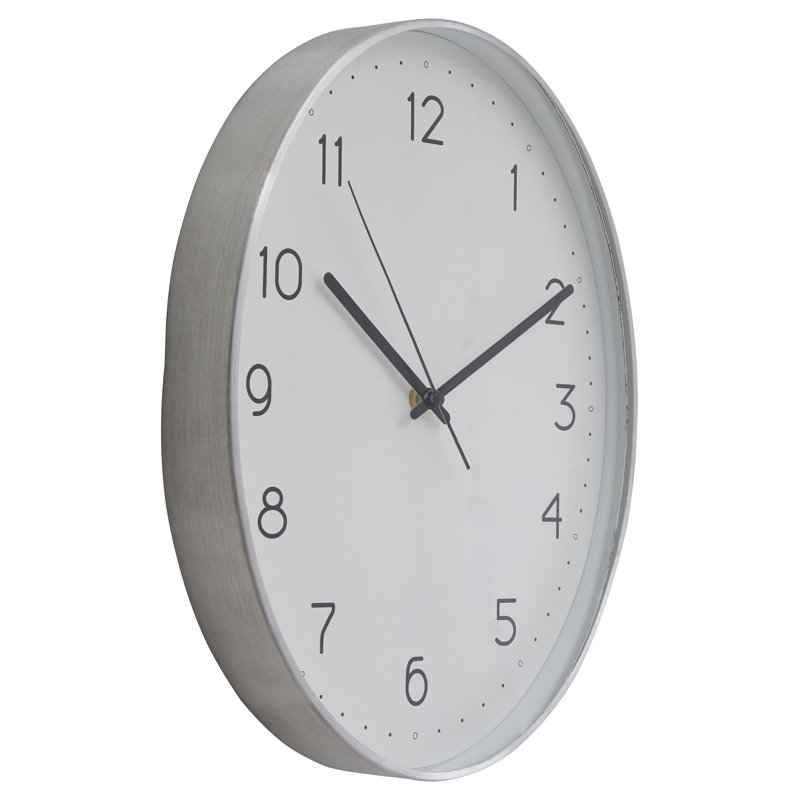 Samson Metal Wall Clock, Silver/White
