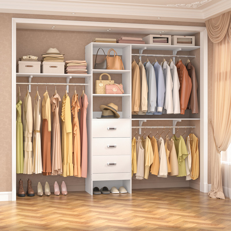 Faige 20.2'' - 96'' W Closet System with Drawers, White