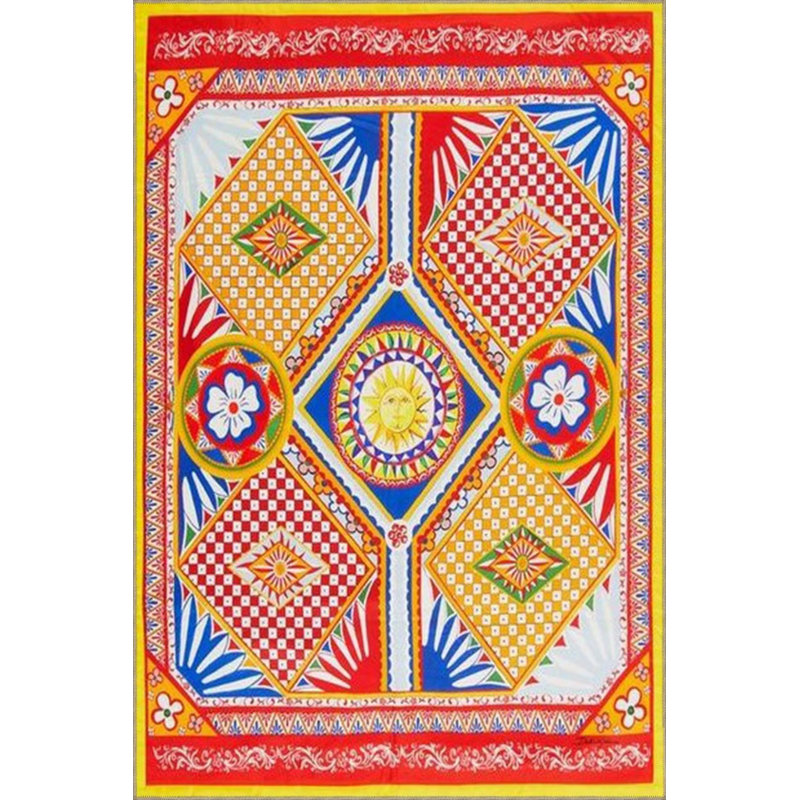 Tapis tissé avec des motifs géométriques dans les tons, Rectangle 2 pi 4 po x 4 pi