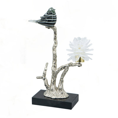 Aluminum Candle Holder With Marble Stand, 8X5x15"