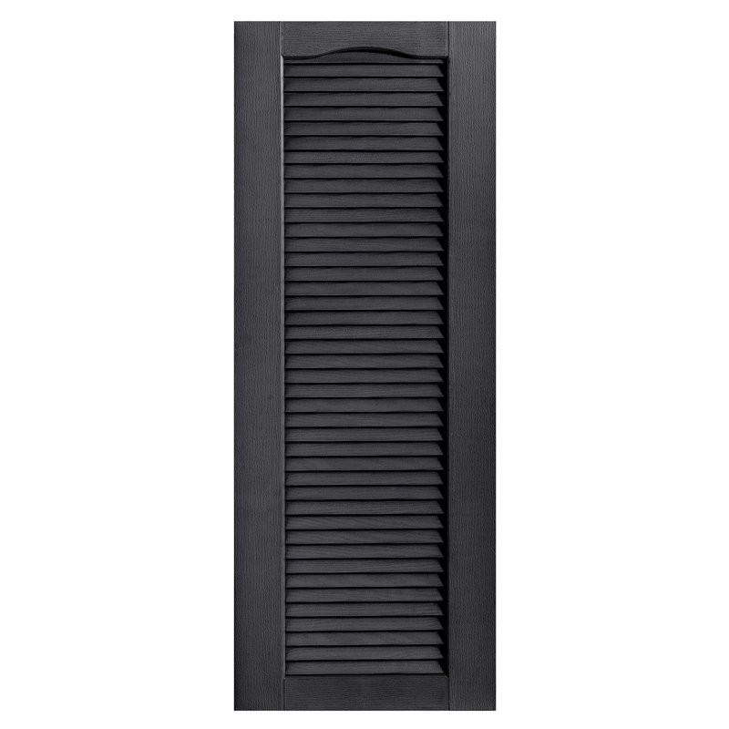 Paire de volets à persiennes cathédrale style pleine longueur ouverts, 15 po, Noir, 44 po