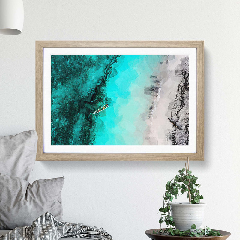 Above Atauro Island in Abstract - Picture Frame Graphic Art Print, Oak Framed, 36cm H x 48cm W x 2cm D