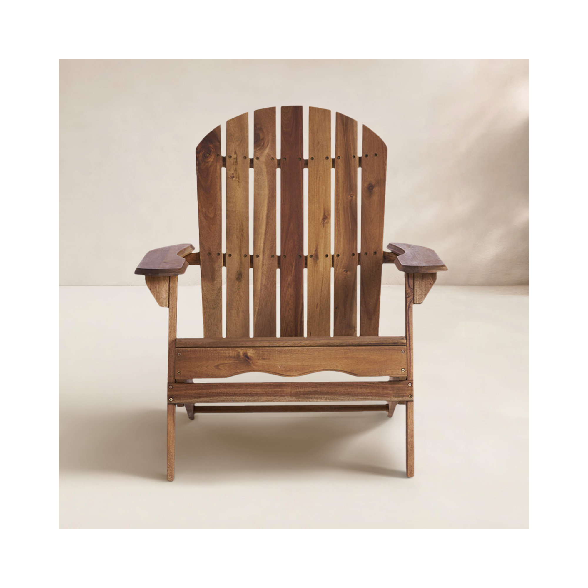 Woking Foldable Outdoor Adirondack Set, Natural Stained