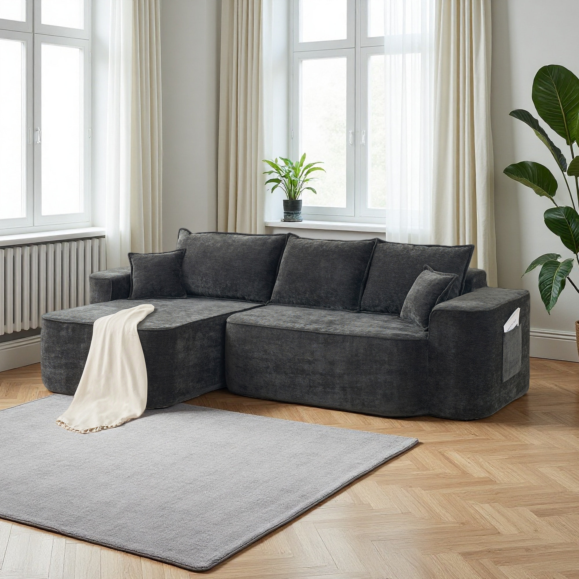 Latitude Run® L Shaped Sectional Sofa, 104" Cloud Couch With Chaise ...