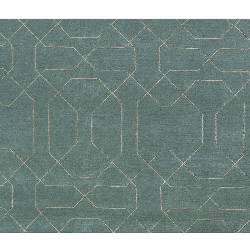 Geometric Area Rug in Light Blue, Rectangle 6' x 9'